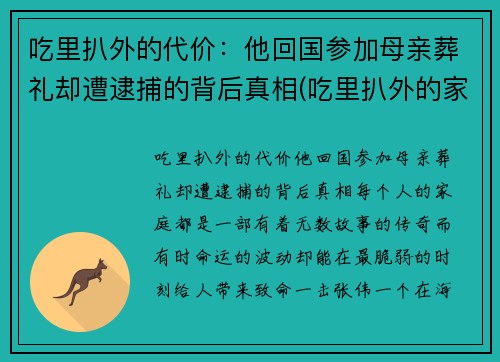吃里扒外的代价：他回国参加母亲葬礼却遭逮捕的背后真相(吃里扒外的家伙)