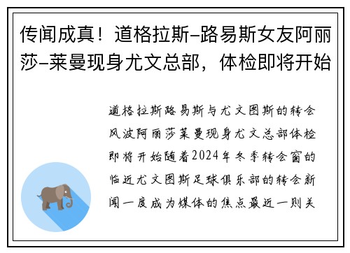 传闻成真！道格拉斯-路易斯女友阿丽莎-莱曼现身尤文总部，体检即将开始